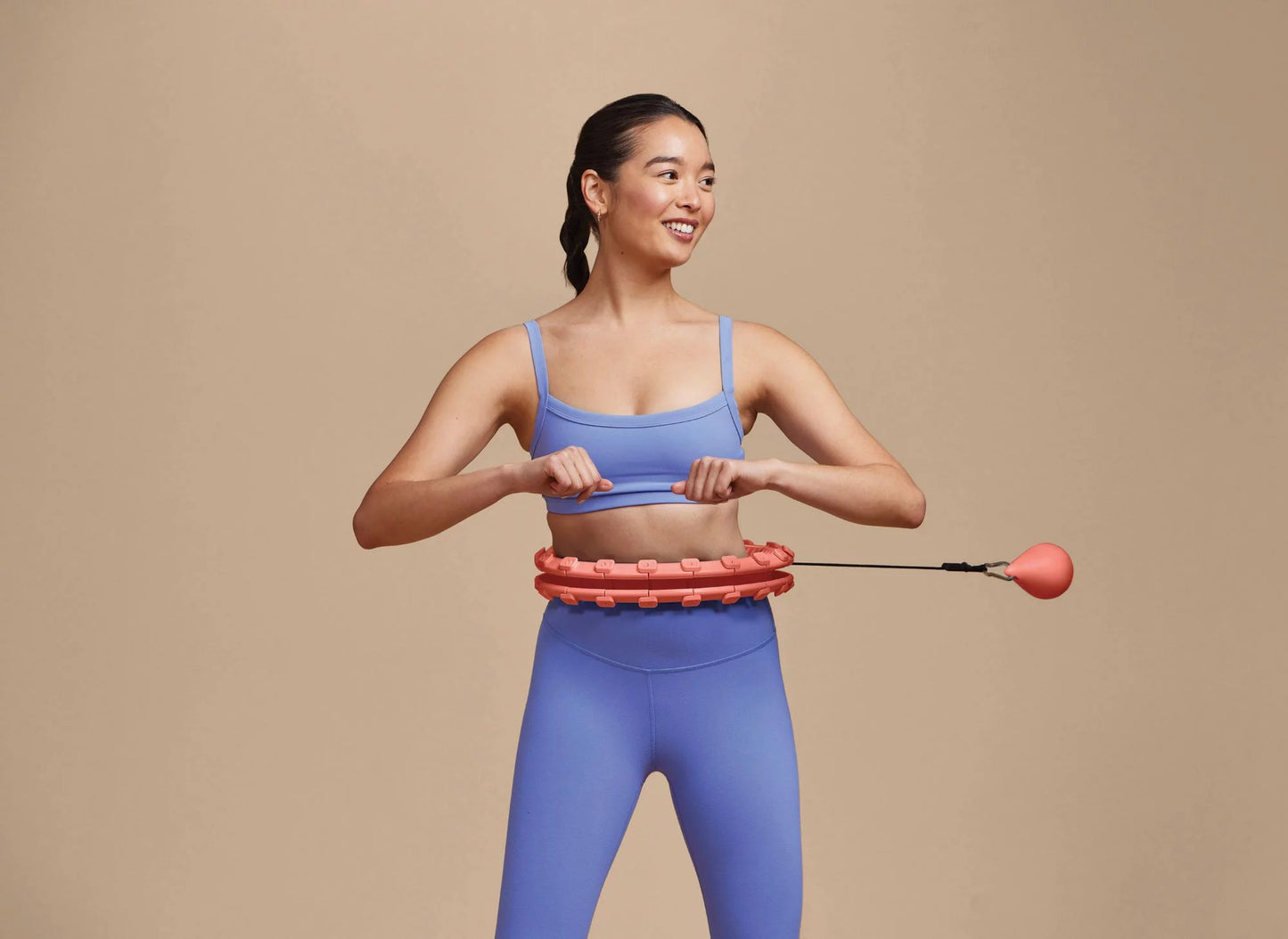 Adjustable Coral Weighted Fitness Hoop with Weight Attachment for Enhanced Workouts
