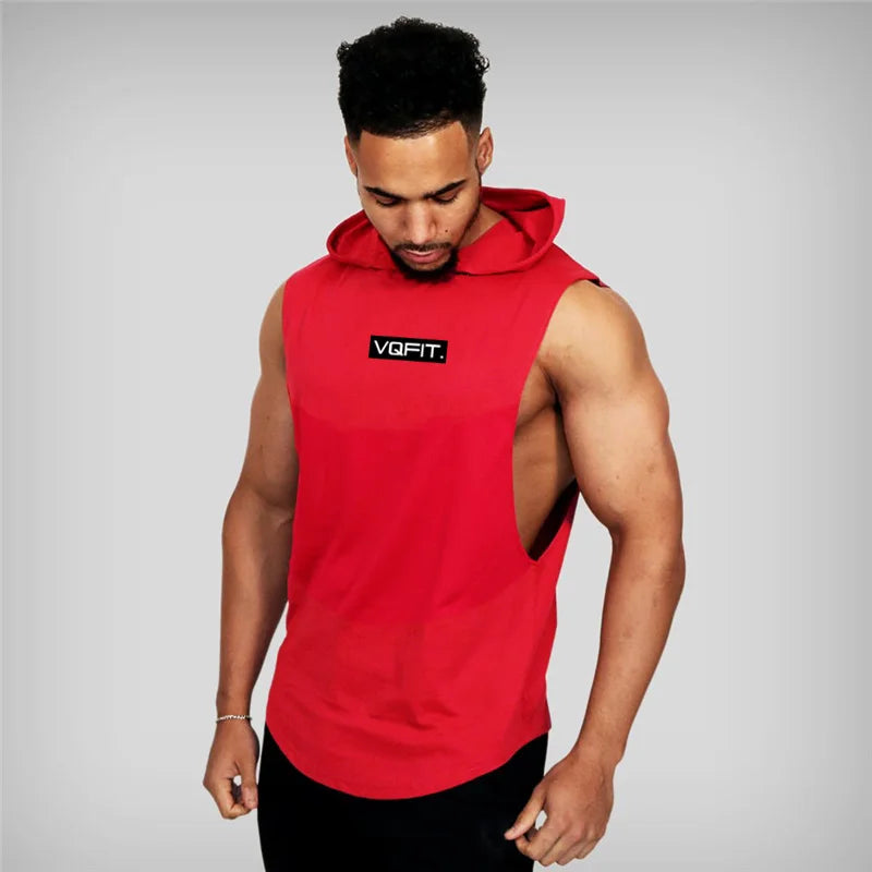 Brand Gyms Clothing Mens Bodybuilding Hooded Tank Top Cotton Sleeveless Vest Sweatshirt Fitness Workout Sportswear Tops Male